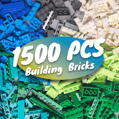 HUIZDQ مجموعة هويزدق 1500 قطعة من الطوب الكلاسيكي كتل صغيرة بالجملة مجموعة الطوب الكلاسيكي كتل بناء أساسية متوافقة مع جميع العلامات التجارية الرئيسية بألوان طبيعية - Image 1
