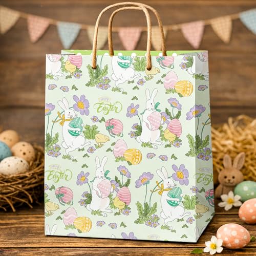 Flyhill Easter Wrapping Paper Roll Green, Cute Bunny Rabbit Gift Wrap Paper with Colorful Eggs Flowers & Polka Dots for Easter, Birthday, Baby Shower, Spring Party, Holiday(17 Inch X 33 Feet) - Image 5