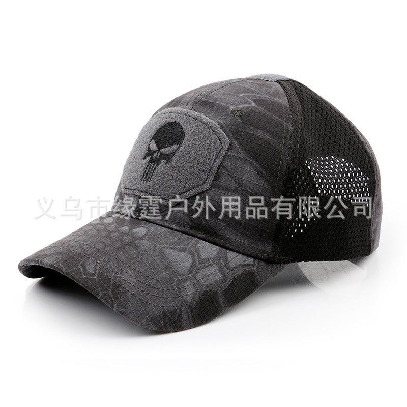 Cross-border Source Outdoor Mountaineering Cap Summer Sun Hat Embroidered Cap Embroidered Baseball Cap Military Fan Tactical Cap Black python pattern