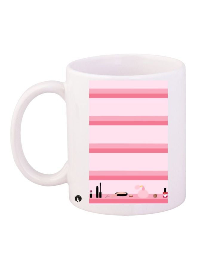 Cosmetics Printed Coffee Mug White/Pink/Black 11ounce