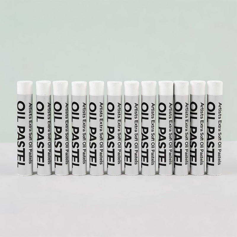 12pcs White Oil Pastel Sticks Refill Soft Waterproof Heavy Color Boxed Set For Artistic Painting - Image 3
