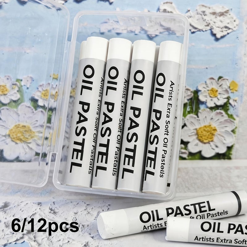12pcs White Oil Pastel Sticks Refill Soft Waterproof Heavy Color Boxed Set For Artistic Painting - Image 5