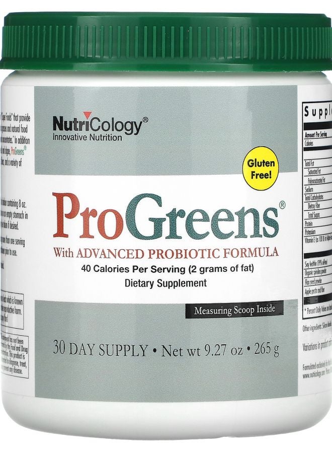 Nutricology ProGreens with Advanced Probiotic Formula 9.27 oz (265 g)