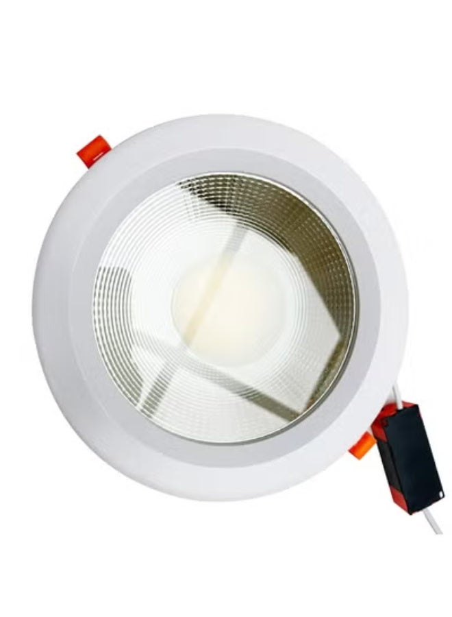 LED Downlight 50W Recessed Ceiling Light, 3000K Warm White, White Aluminum Housing, 220×60mm, Energy Efficient - Image 2