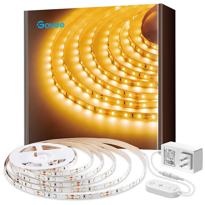 Govee Warm White LED Strip Lights, Bright 300 LEDs, 3000K Dimmable Light Strip 16.4ft with Control Box, LED Lights for Bedroom, Kitchen Cabinets, Living Room, ETL Listed Adapter Included - Image 1