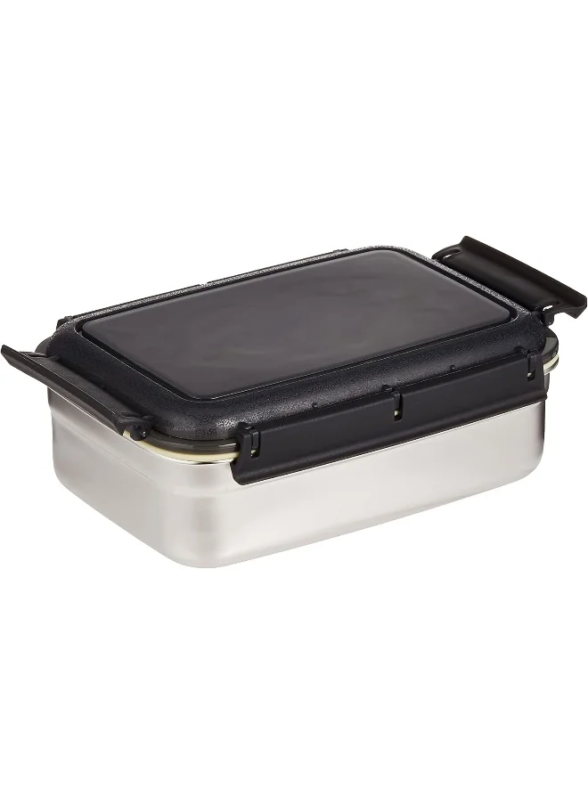نيسان Nessan Stainless Steel Bento Lunch Food Box Container, Large 1250ML Metal Lunch Box Container for Kids Lockable Clips to Leak Proof - BPA-Free - Dishwasher Safe, Black/Silver, TSNO2RE-1250ML