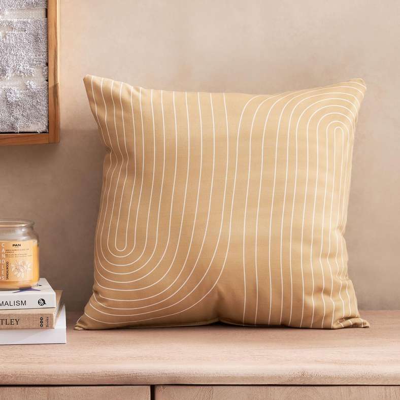 Pan Home Arc Printed Cushion for Home Decor - Mustard