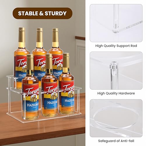 Baosia Acrylic Coffee Syrup Rack (6 Bottle Capacity),Syrup Bottle Holder Stand for Coffee Bar,Kitchen.Small Wine Rack for Bar,Family,Storage for Syrup,Wine,Condiments(Transparent) - Image 5