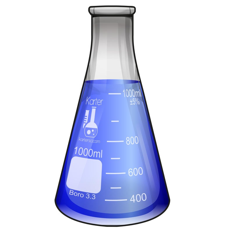 Karter Scientific 1000ml Narrow Mouth Erlenmeyer Flask, 3.3 Borosilicate Glass, Karter Scientific 213G22 (Single) - Image 2