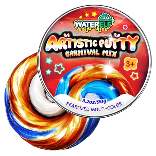 WATERELF Play Putty Slime for Kids Fidget Sensory Artistic Therapy Putty Toys for Boys Girls Adults Stress Relief NonSticky GoldBlueOrangeWhite - Image 1