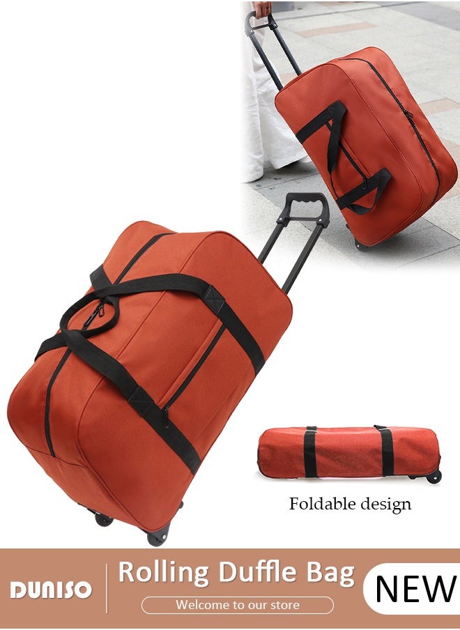 DUNISO Foldable Rolling Duffle Bag with 2 Wheels,Carry On Luggage with Handle,Light Weight Travel Duffel bag with Large Loading Capacity,Expandable Weekend Travel Bag for Women and Men Travel Camping Sports  - Image 1