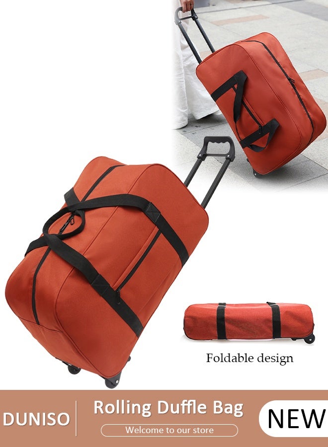 DUNISO Foldable Rolling Duffle Bag with 2 Wheels,Carry On Luggage with Handle,Light Weight Travel Duffel bag with Large Loading Capacity,Expandable Weekend Travel Bag for Women and Men Travel Camping Sports - Image 1