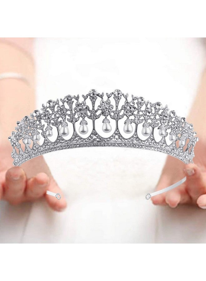 Vijiv Royal Crystal Tiara Wedding Crown Headband Princess Headpieces Bridal Hair Accessories Party Supplies Silver - Image 1