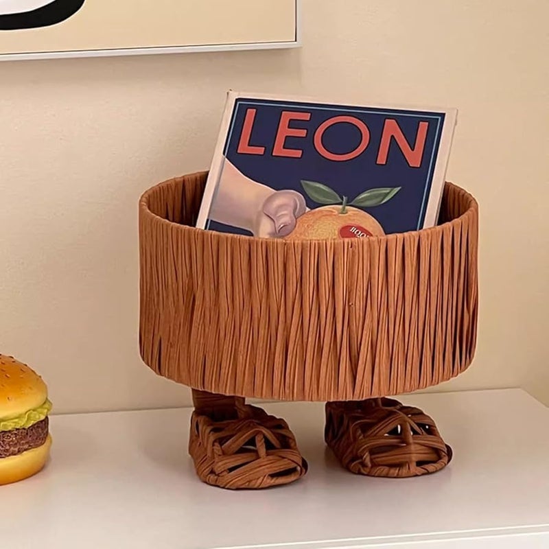 سلة يدوية كبيرة محاكاة للقدمين متعددة الأغراض لتنظيم الملابس والمناشف - Image 4