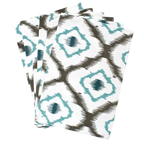 Dekor World 3 Ikat Printed Aqua Table Runner with 4 Pcs Place Mat (33x120cm/33x47cm) (Pack of 5 Pcs)-4 Seater Dinning & Center Table - Image 3
