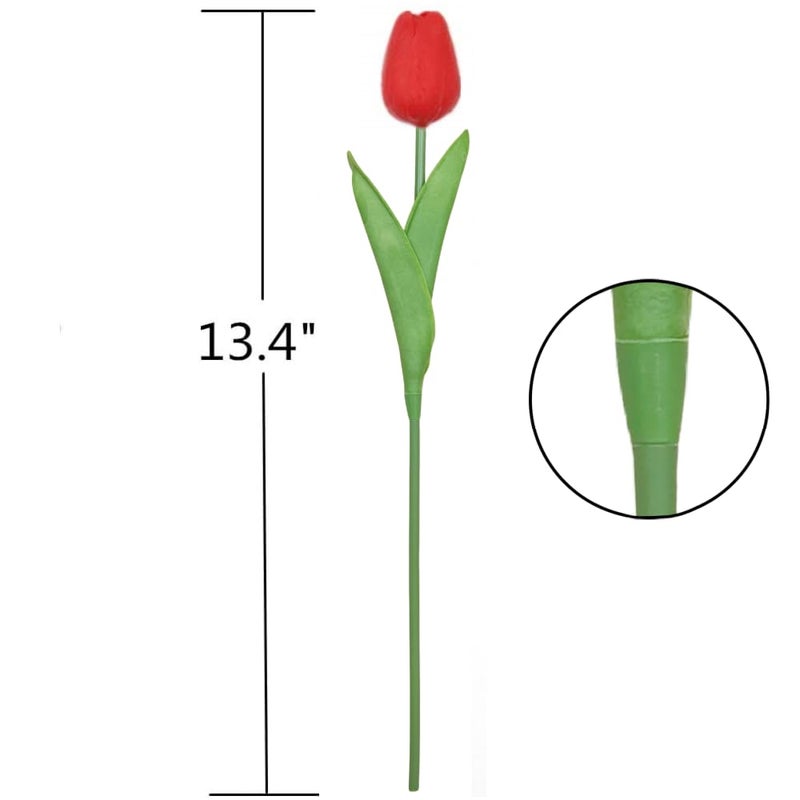 SHINE-CO LIGHTING Artificial Tulips 10Pcs Real Touch Fake Tulips PU Flower Arrangement Bouquets for Home Party Decoration (Red) - Image 4