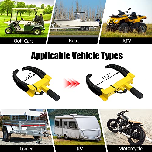 KAYCENTOP Wheel Clamp Lock Universal Security Tire Lock Anti Theft Lock Fit Most Vehicles Max 11" Tire Width and 7" Reach for Trailers SUV Boats ATV's Motorcycles Golf Cart 2 Packs 6 Keys Alike - Image 4