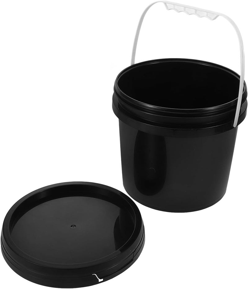 MAGICLULU Plastic Paint Storage Bucket with Lid and Handle, 4l Round Sealed Food-Grade Pp Container for Paint, Coatings, and Chemical Storage, Black - Image 1