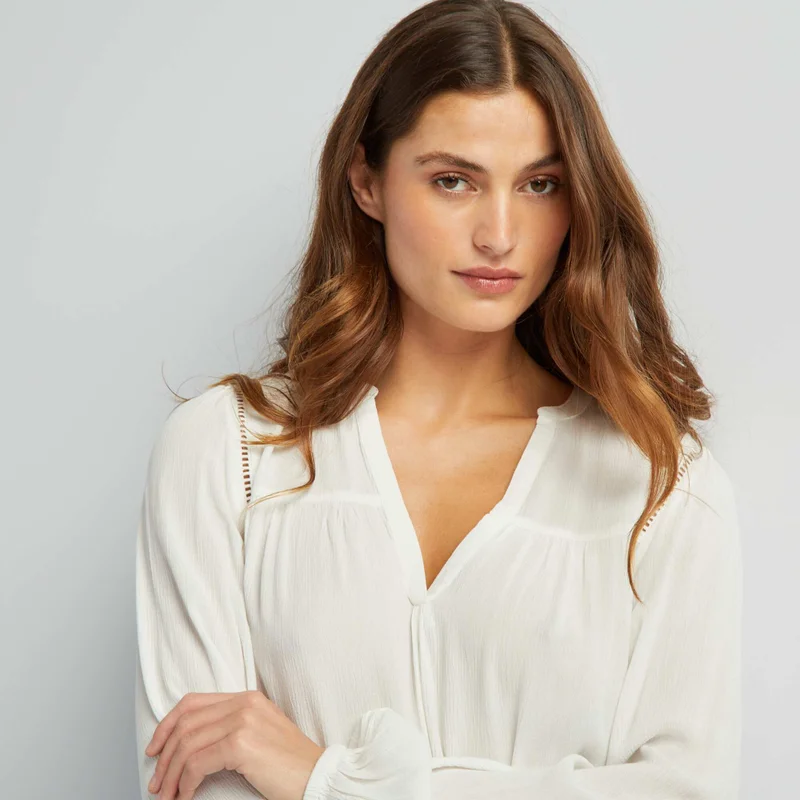 Kiabi Plain V-Neck Blouse White