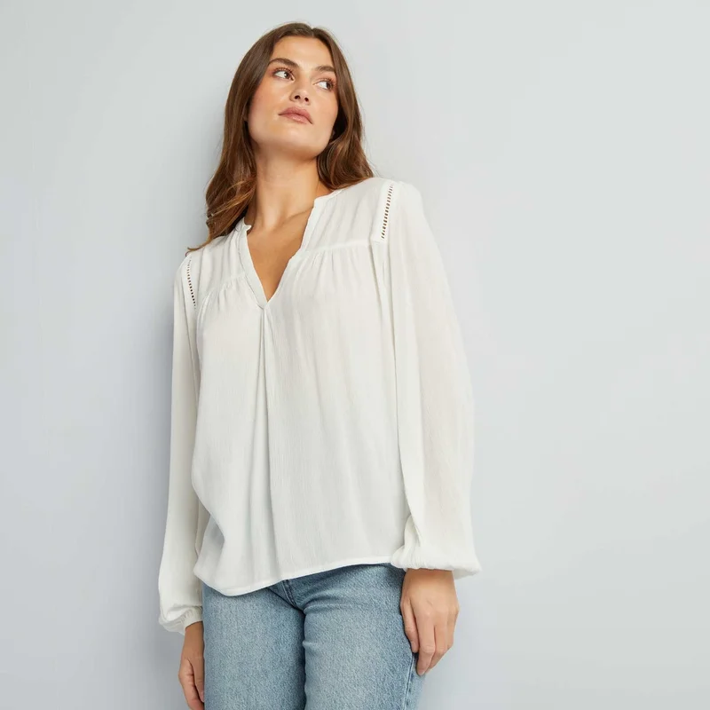 Kiabi Plain V-Neck Blouse White