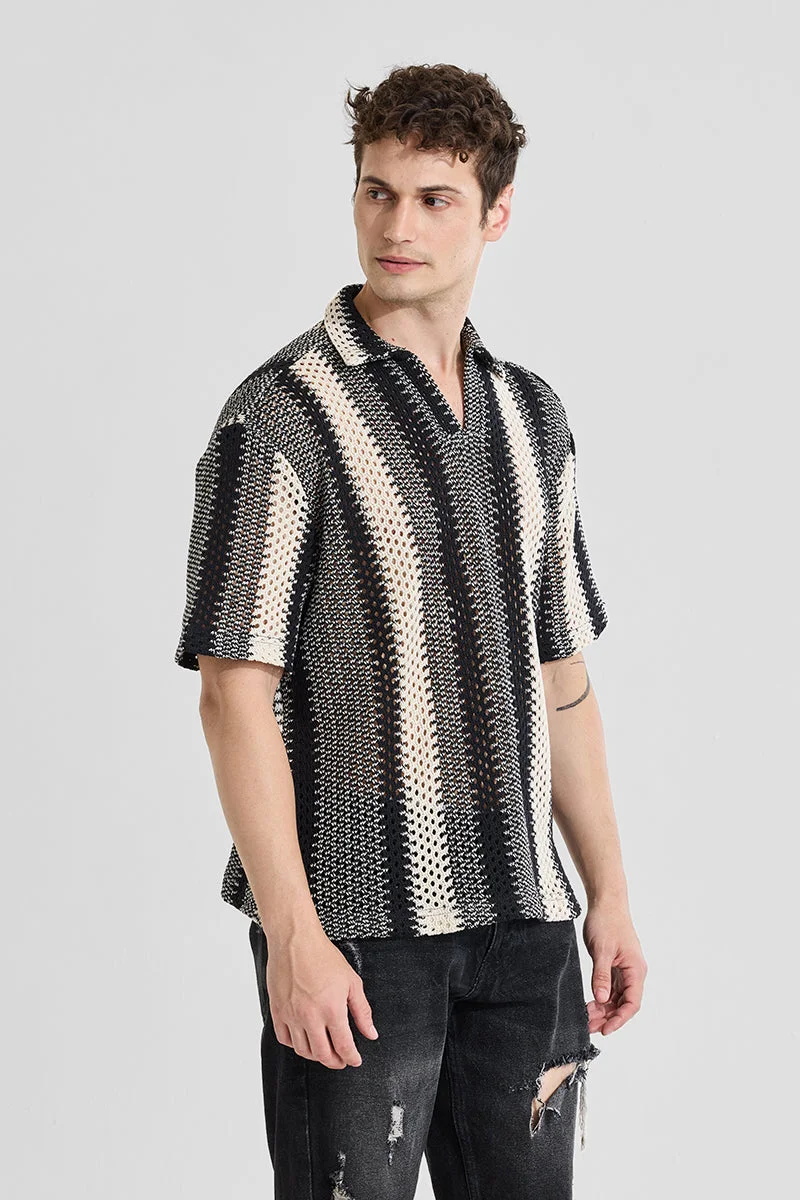 SNITCH Grey Textured Half Sleeve Boxy T-Shirt