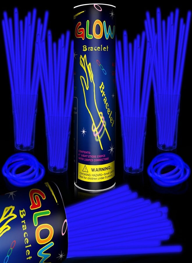 Taikula 200 Pack 8'' Glow Sticks Bulk Party Favors Blue Light Up Sticks with Connectors Neon Glow in the Dark Party Supplies Bracelets for Holiday Birthday Party Decoration(Blue) - Image 1