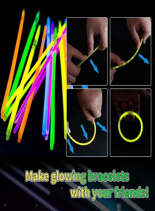 Taikula 200 Pack 8'' Glow Sticks Bulk Party Favors Blue Light Up Sticks with Connectors Neon Glow in the Dark Party Supplies Bracelets for Holiday Birthday Party Decoration(Blue) - Image 3