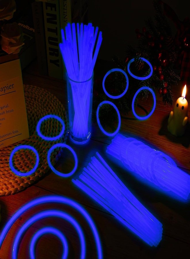 Taikula 200 Pack 8'' Glow Sticks Bulk Party Favors Blue Light Up Sticks with Connectors Neon Glow in the Dark Party Supplies Bracelets for Holiday Birthday Party Decoration(Blue) - Image 4