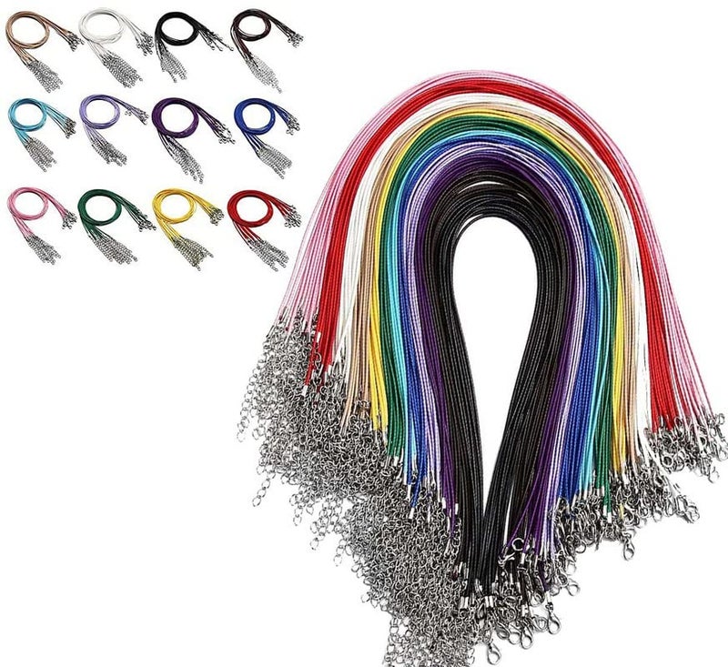 DIY Crafts 15 Pcs Total Qty, Multi Colour, Waxed Necklace Cord Bulk for Jewelry Making,Necklace Rope String with Clasp for DIY Bracelet (15 Pcs Total Qty, Multi Colour) - Image 4