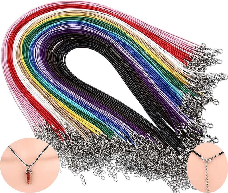 DIY Crafts 15 Pcs Total Qty, Multi Colour, Waxed Necklace Cord Bulk for Jewelry Making,Necklace Rope String with Clasp for DIY Bracelet (15 Pcs Total Qty, Multi Colour) - Image 1