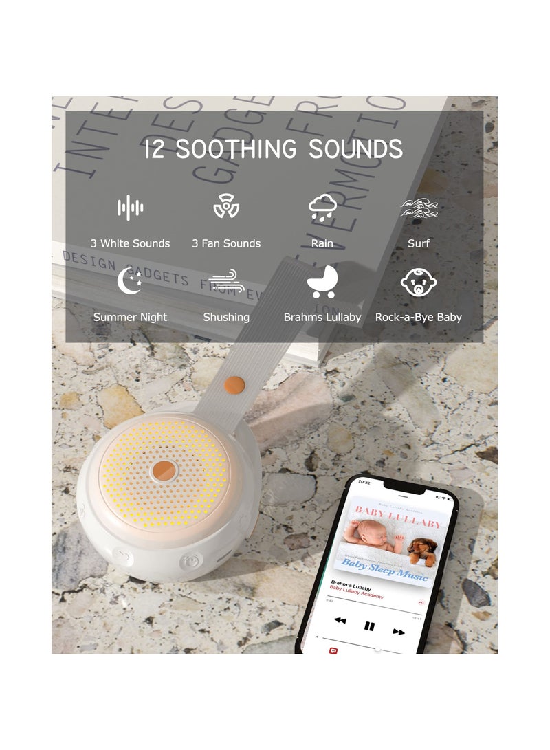 SOLARAE Portable White Noise Machine Baby, Sound Machine Baby with Nursery Night Light, 12 Soothing Sounds and USB Rechargeable Travel Baby, Child Lock, Baby Sound Machine for Adults Baby Sleeping - Image 5