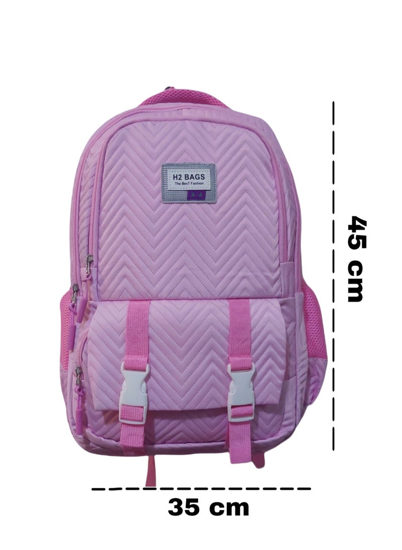 h2 Wide large trendy school baded multizips bag backpack - Image 1