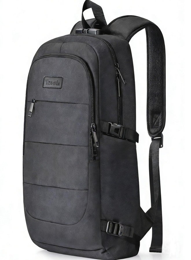 Tzowla Laptop Backpack for Women Men,Water Resistant Anti-Theft College Travel Backpack with USB Charging Port and Lock 15.6 Inch Computer Backpacks,Business Casual Hiking Daypack (A-Black) - Image 1