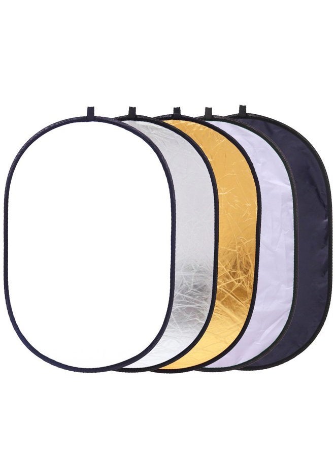 TRUMAGINE Collapsible 5-in-1 Oval Reflector 23"x35" / 60x90cm Multi-Disc Light Reflector - Translucent, Gold, Silver, Black and White - Image 1