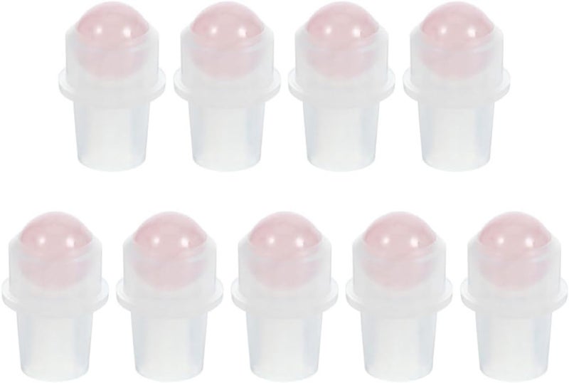 9pcs Small Rollers for Essential Oil Bottles 10ml Replacement Roller Balls with Natural Rose Quartz Heads for Roll on Bottles Suitable for Perfume and Aromatherapy Use - Image 1