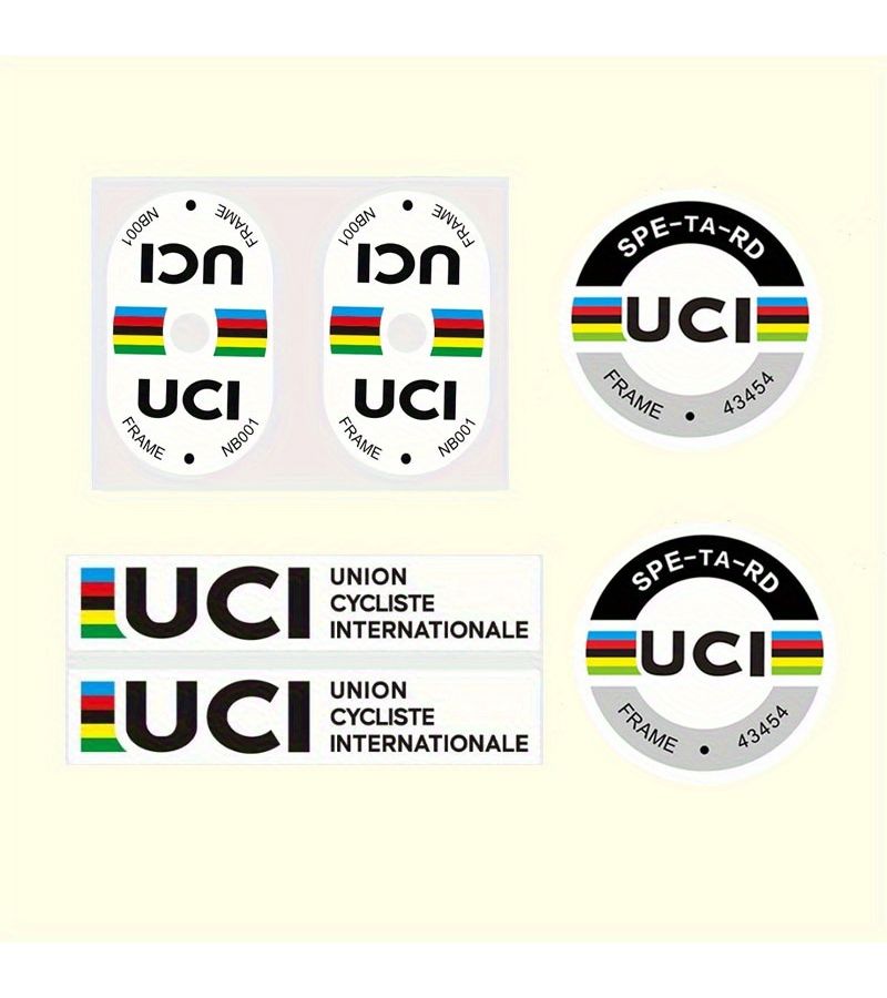 6 قطع ملصقات طرق UCI للدراجات الفضية البيضاء، حلقات صمام عاكسة وملصقات للأسلاك، طبقة خارجية من PVC مقاومة للماء وأشعة الشمس، ديكور دراجة للخارج، متينة وعالية الوضوح وسهلة التركيب. - Image 3
