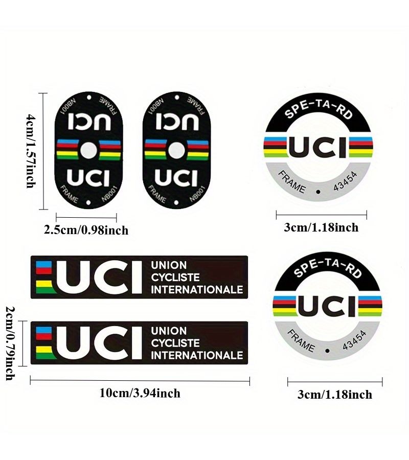 6 قطع ملصقات طرق UCI للدراجات الفضية البيضاء، حلقات صمام عاكسة وملصقات للأسلاك، طبقة خارجية من PVC مقاومة للماء وأشعة الشمس، ديكور دراجة للخارج، متينة وعالية الوضوح وسهلة التركيب. - Image 2