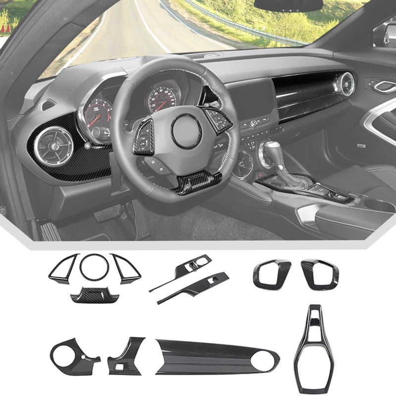 JeCar 12pcs Carbon Fiber Interior Trim Kit Compatible with 20172023 Chevy Camaro Interior Accessories - Image 2