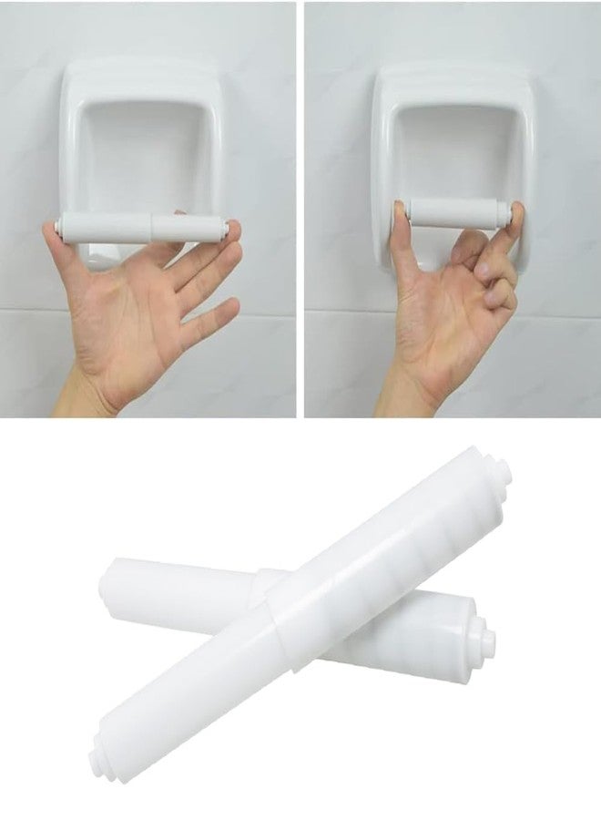 MEETOOT 6PCS 6.1Inch/15.5CM Plastic Spring Loaded Toilet Roll Holder Replacement Toilet Roll Holder Spring Loaded Replacement Lever White Roll Spindle Suitable for Simple Paper Roll Replacement - Image 5