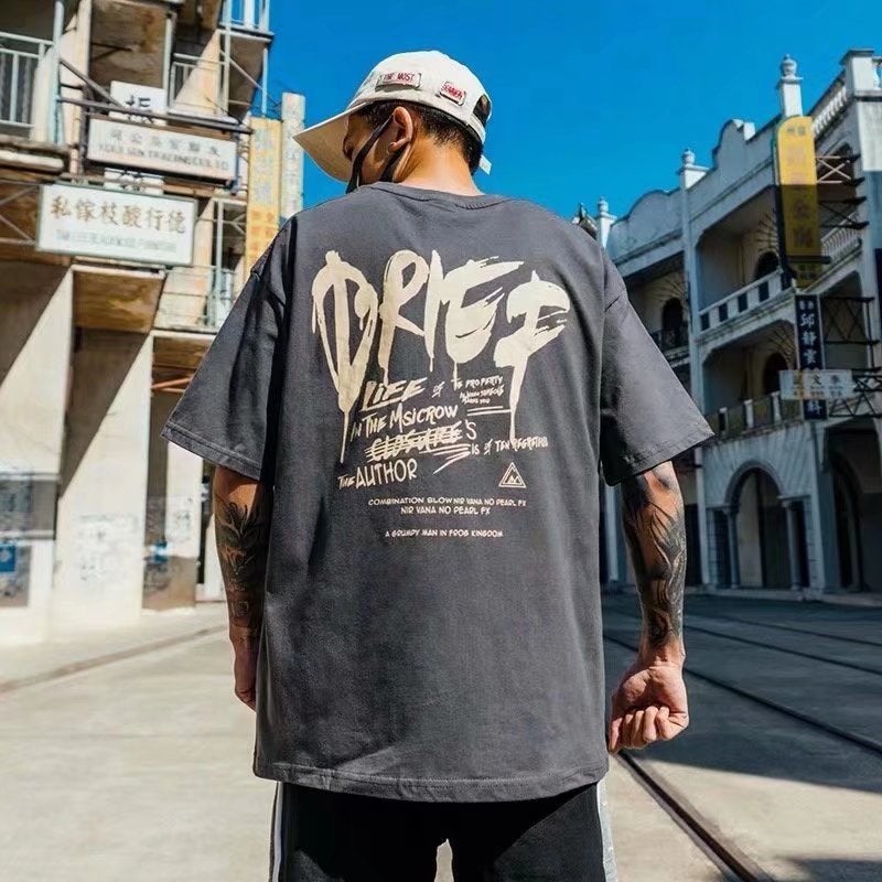 2022 Printed Short-Sleeved T-Shirt Men'S Loose Fashion Brand Hip Hop Half-Sleeved Shirt Korean Style Ins All-Match Half-Sleeve - Image 1
