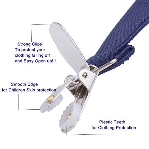 AWAYTR Kids Boys Adults Suspenders - 4 Sizes Sturdy Metal Clips Elastic Adjustable Suspender (24 inches (3 Years-6 Years),Light gray) - Image 3