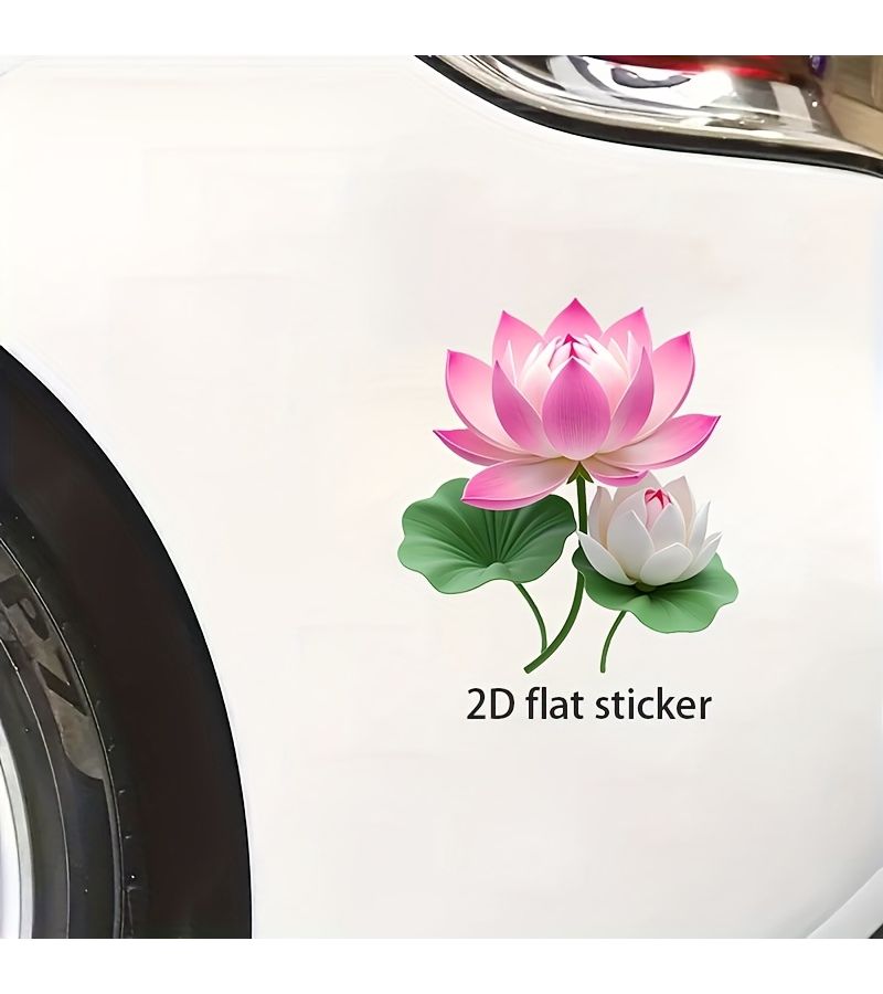 Self Adhesive Glossy 1pc Lotus Flower Vinyl Decals 2D Flat 6 Inch Pink Stickers For Car Motorcycle Laptop Door Window - Image 4