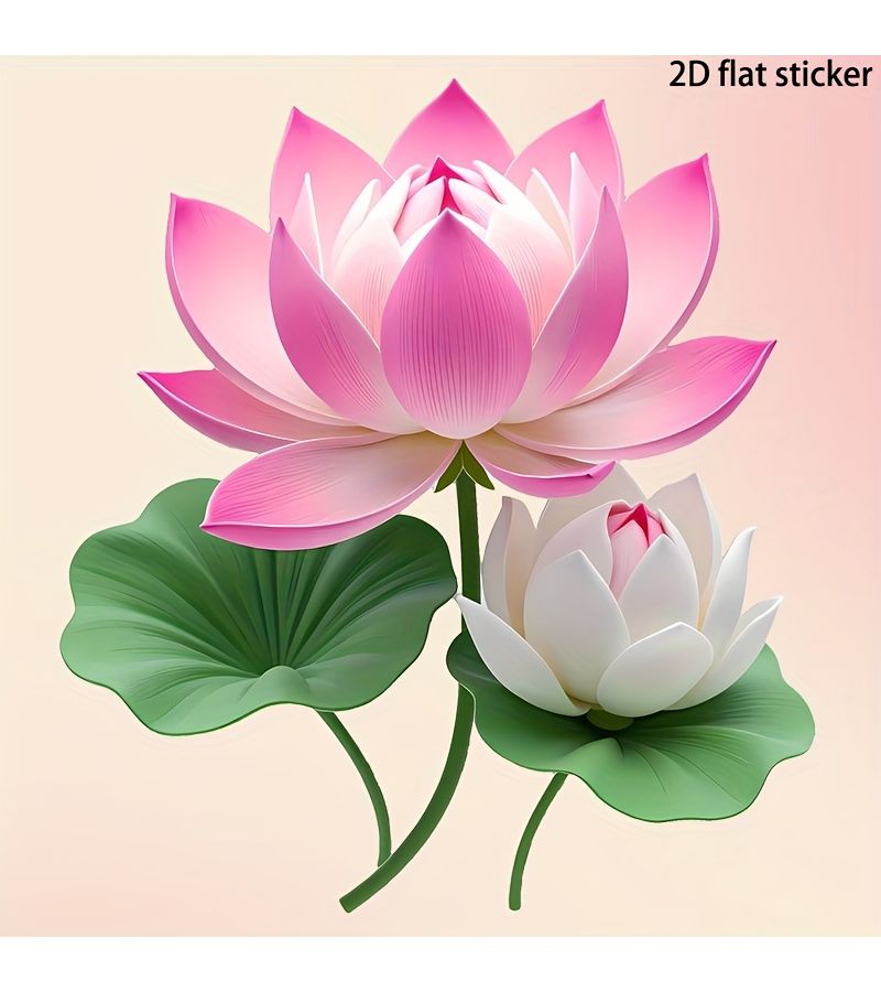 Self Adhesive Glossy 1pc Lotus Flower Vinyl Decals 2D Flat 6 Inch Pink Stickers For Car Motorcycle Laptop Door Window - Image 1
