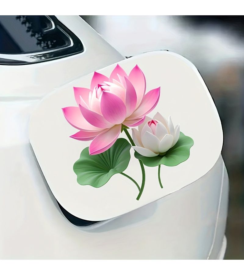Self Adhesive Glossy 1pc Lotus Flower Vinyl Decals 2D Flat 6 Inch Pink Stickers For Car Motorcycle Laptop Door Window - Image 5
