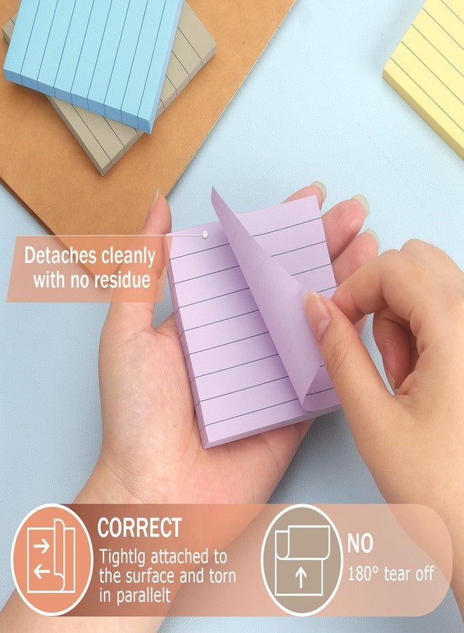 Eastern Wolf Lined Sticky Notes 3x3 Inch, 8 Pack, Light Colors, Premium Self-Adhesive Notepads, 640 Sheets, for Office, School & Home Use, Easy to Use, Reusable & Removable - Image 4