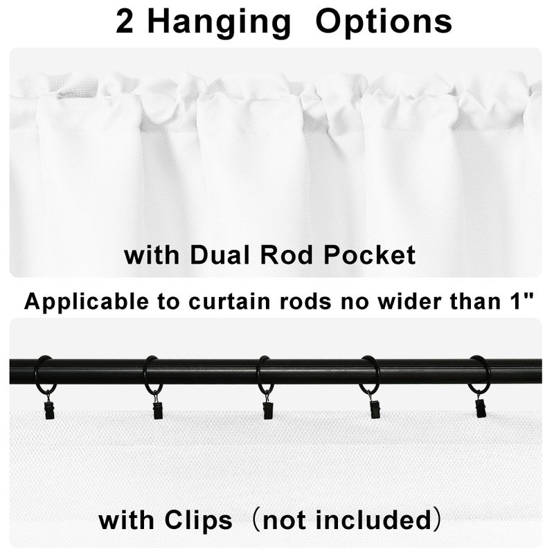 XWZO White Valance for Windows Rectangle Textured Semi Sheer Antiwrinkle Jacquard Small Window Kitchen Valance Rod Pocket Window Toppers for Basement Bathroom Laundry, 60Wx15L inch, 1 Piece - Image 4