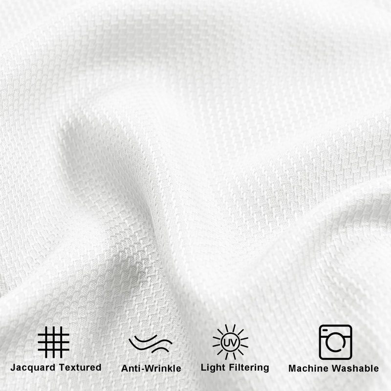 XWZO White Valance for Windows Rectangle Textured Semi Sheer Antiwrinkle Jacquard Small Window Kitchen Valance Rod Pocket Window Toppers for Basement Bathroom Laundry, 60Wx15L inch, 1 Piece - Image 5