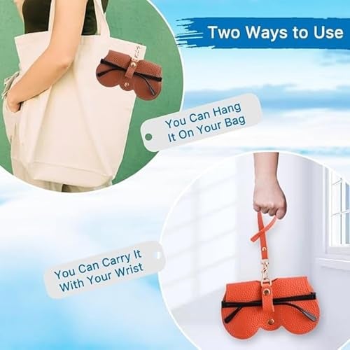 VIVUE 2 PCS Sunglasses Case Cover For Men & Women | PU Leather Eyewear Glasses Case With Hanging Strip For Bag | Snep Button Cover Protect Your Eyeglasses, Spectacles, Goggles, Organizer For Travel - Image 4