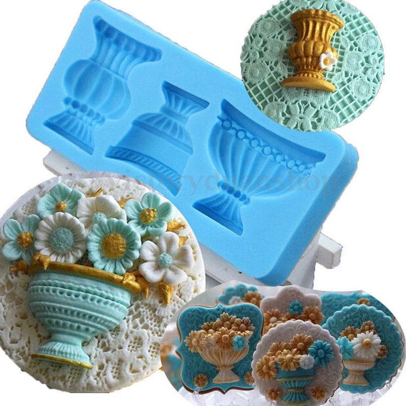Anyana flower urns vases pots silicone mould cake Fondant gum paste mold for Sugar paste wedding party cupcake decorating topper decoration sugarcraft icing biscuit dcor