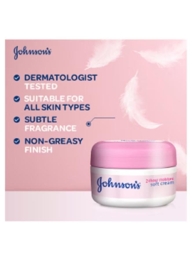 Johnson's Body Cream 24 Hour Moisture Soft 100ml - Image 3